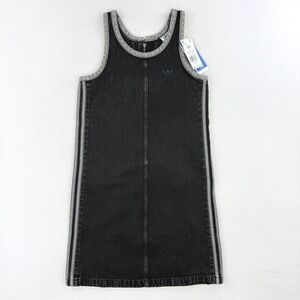 adidas Denim Dress 3 Stripe Tank Size XS Womens Black /‎ Gray JD3108 NWT